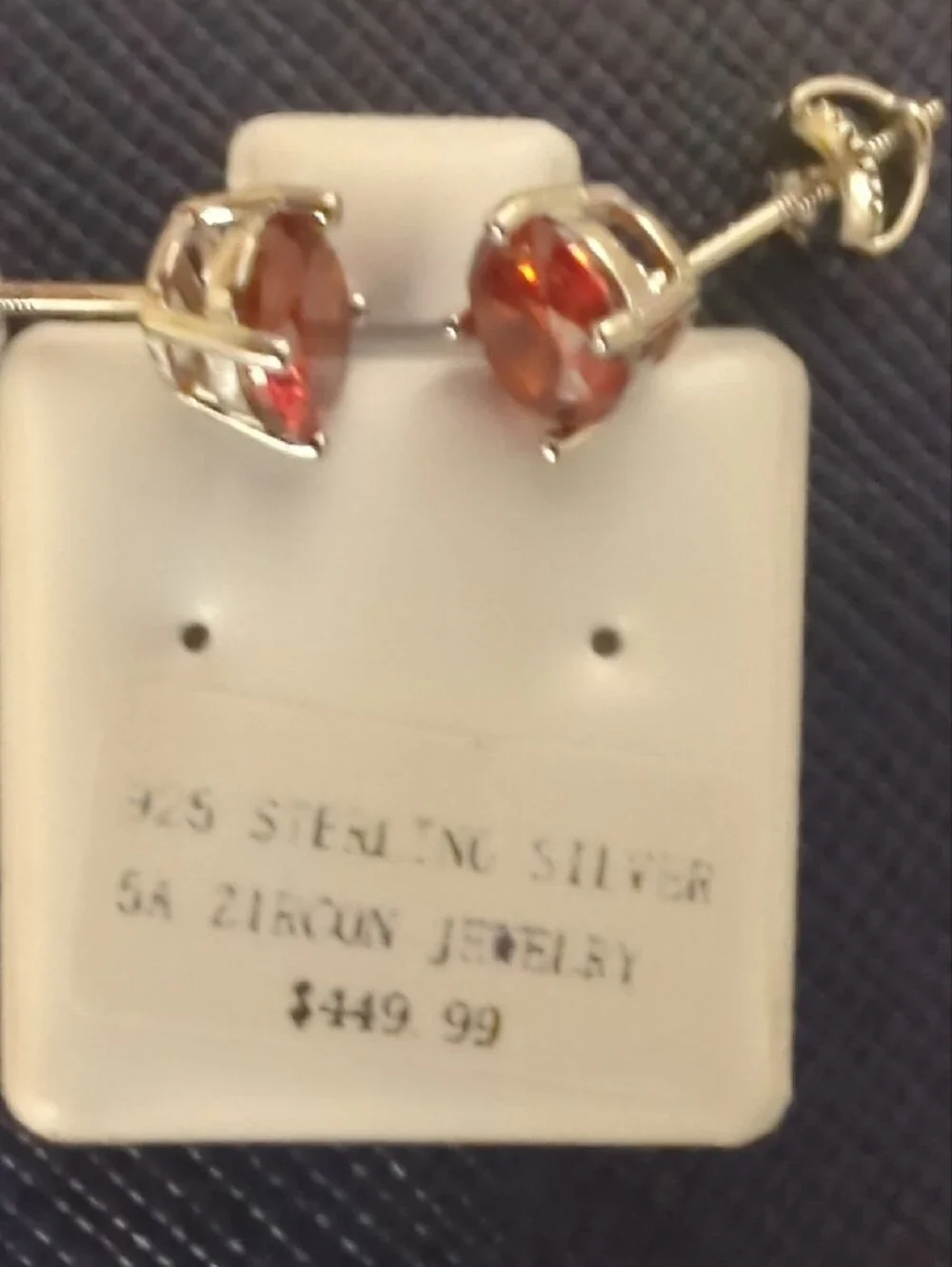 Screw Back Stud Earrings 925 Silver Zurcon Ruby Red